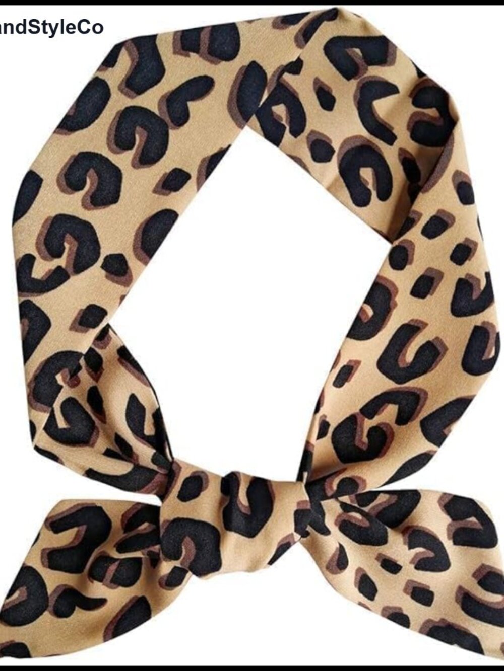 Leopard Print Skinny Scarf - Versatile Neck Tie Hair Accessory Purse Scarf